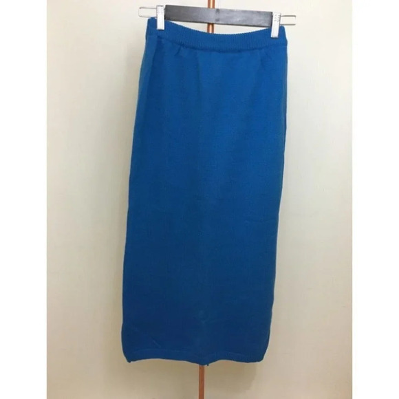 Vintage - Blue Knit Wool Blend Skirt - Picture 3 of 8